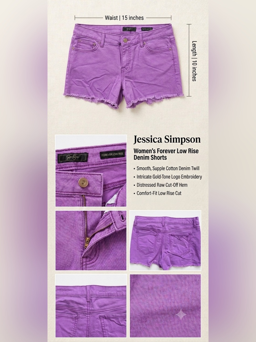 Jessica Simpson Purple Low Rise Cut-Off Denim Shorts